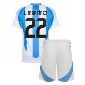 Argentina Lautaro Martinez #22 Hjemmebanesæt Børn Copa America 2024 Kort ærmer (+ korte bukser)